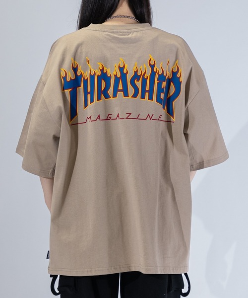 

Футболка с логотипом, разнообразный узор, крупный силуэт THRASHER, разноцветная