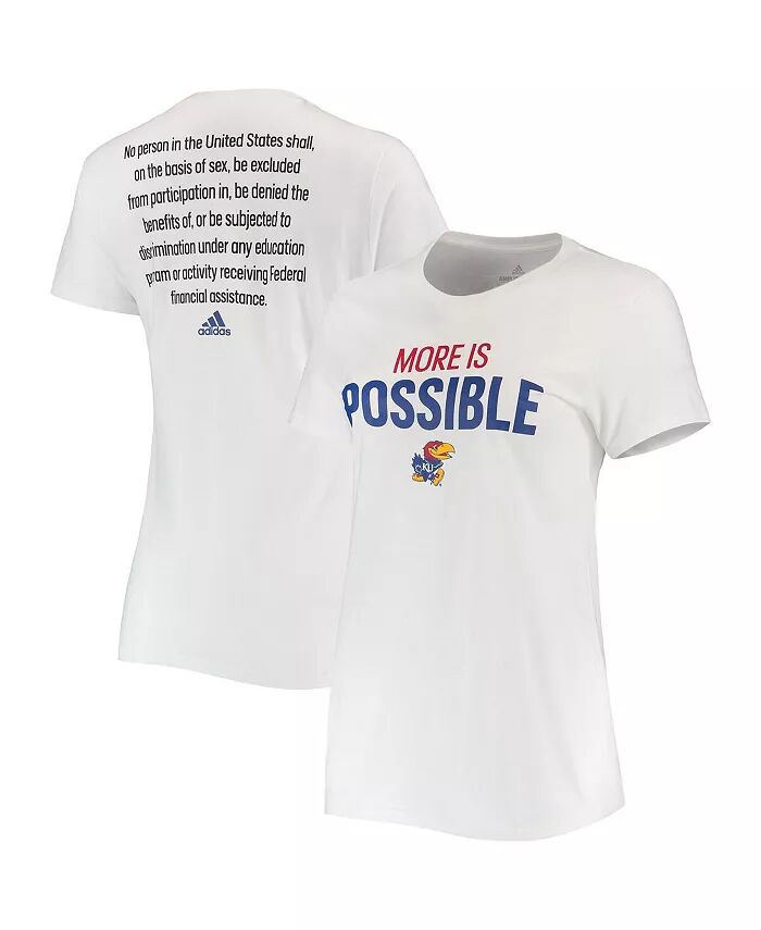 

Женская белая футболка Kansas Jayhawks More Is Possible adidas