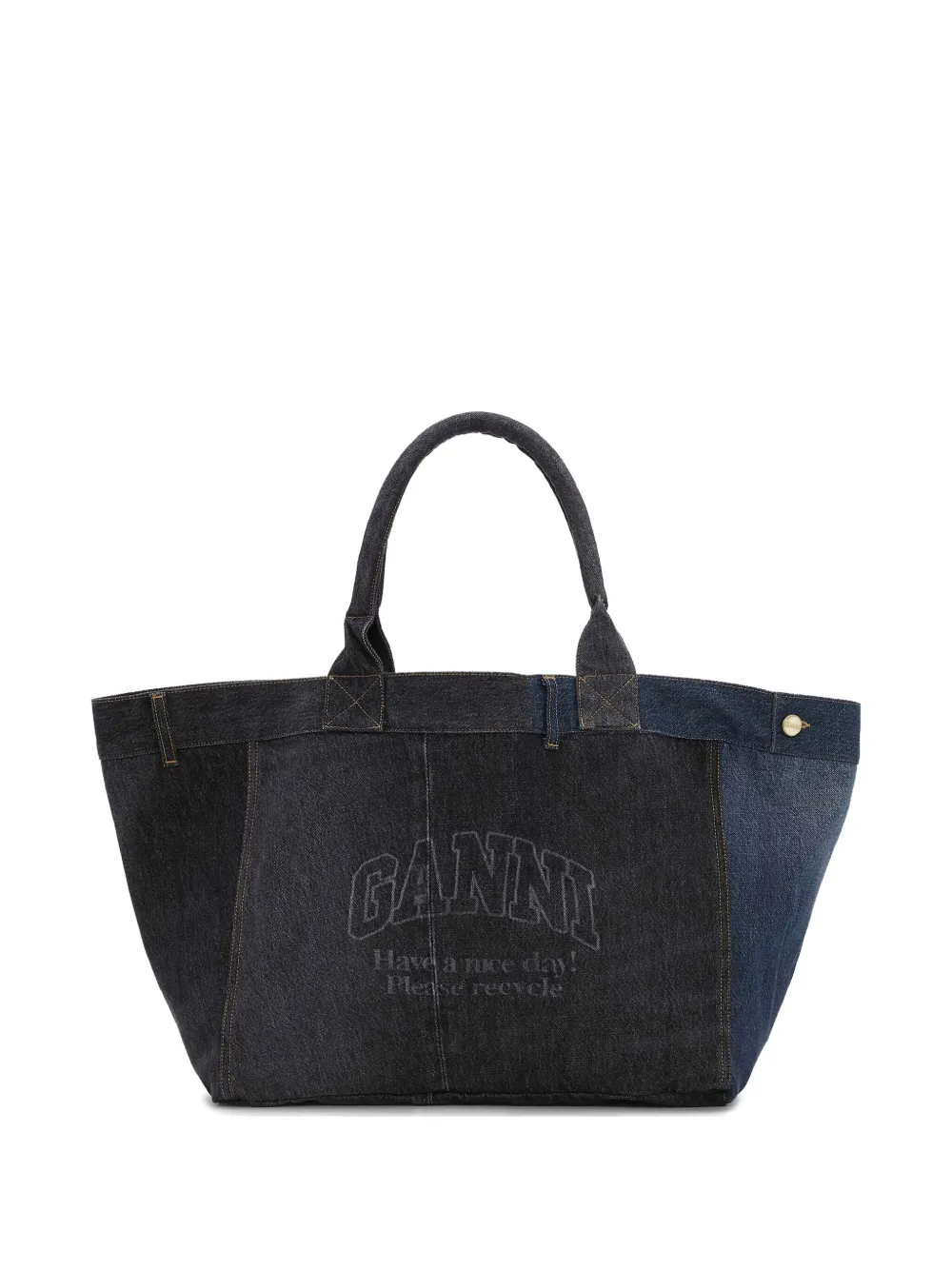 

Джинсовая сумка-тоут с пэчворком GANNI, синий