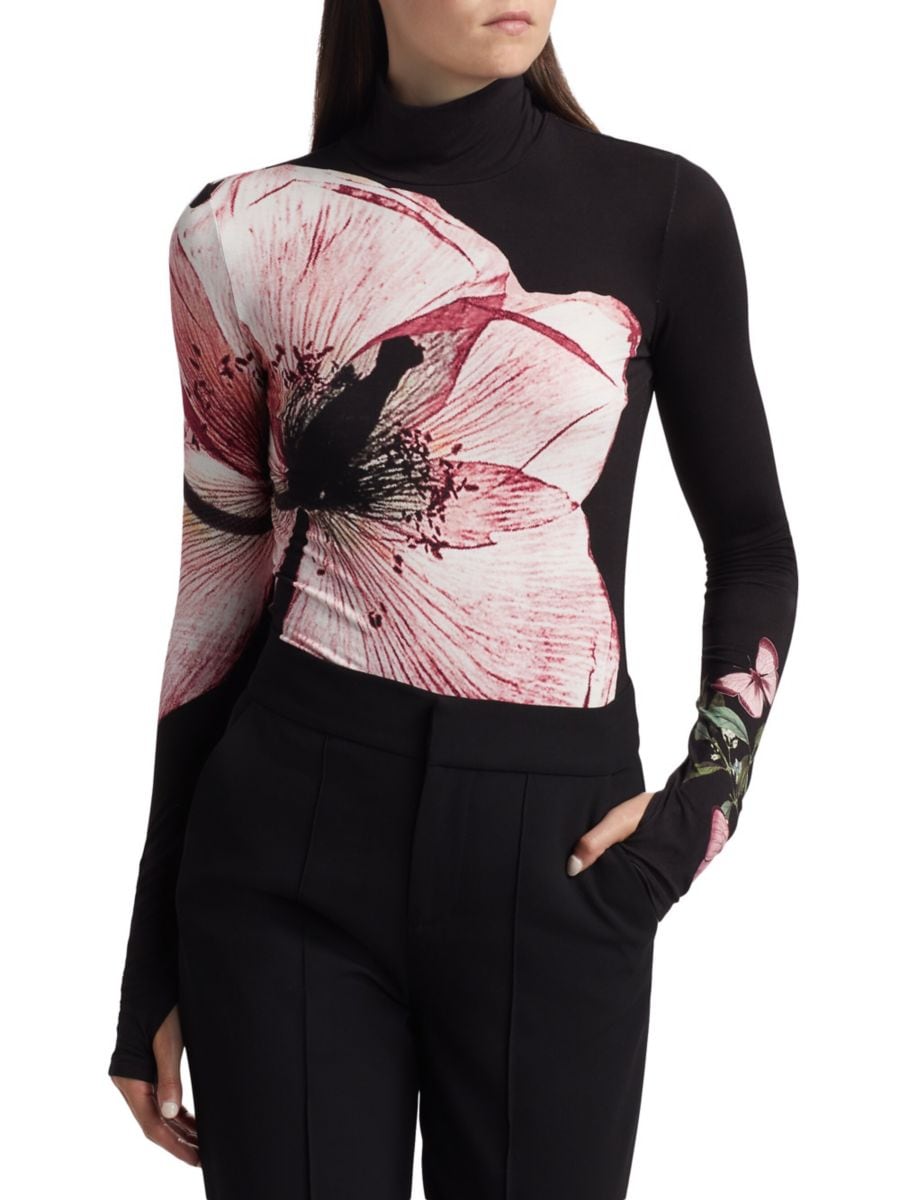 

Топ-водолазка с цветочным принтом Delaina Alice + Olivia, цвет Luna Floral
