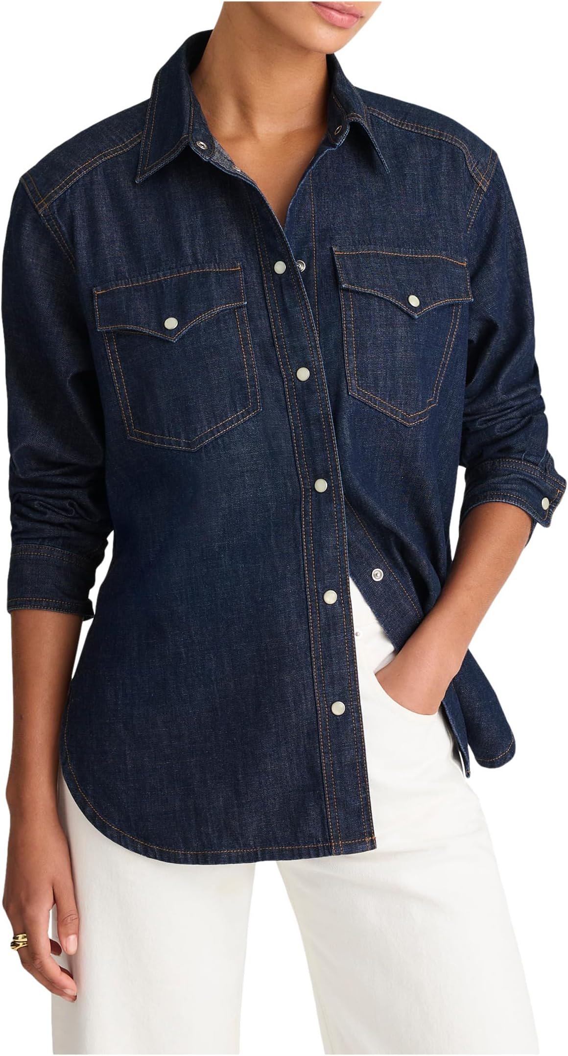 

Женская свободная рубашка в стиле вестерн, стирать после полоскания Madewell, Rinse Wash