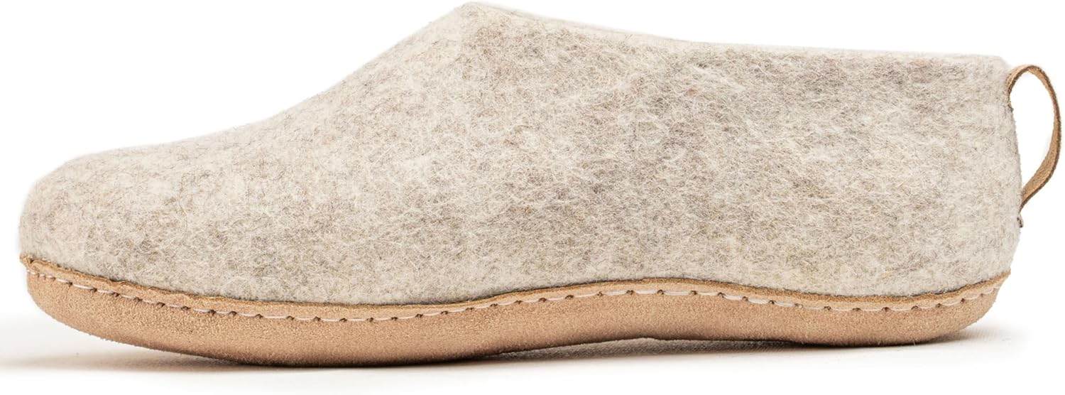 

Тапочки Woolly из войлока с кожаной подошвой, Премиальная новозеландская шерсть, Ручная работа по итальянскому дизайну, Мягкие, дышащие и без запаха Woolly'S, светло-коричневый