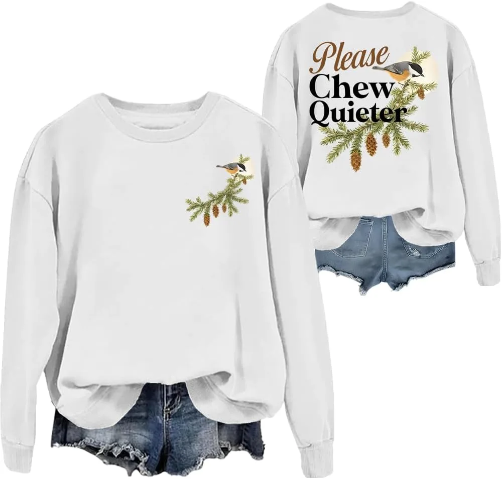 

Толстовка Please Chew Quieter с принтом в винтажном стиле woati