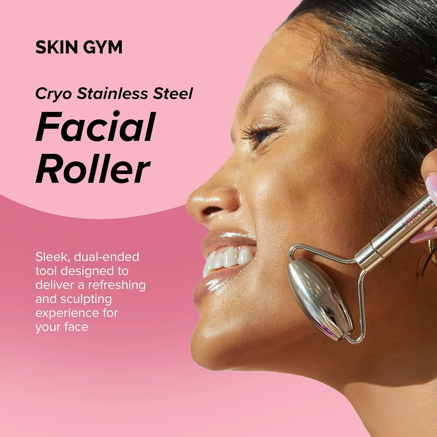 Skin Gym Face Roller для разглаживания морщин и лифтинга - антивозрастной массажер для лица, Silver — фото 2