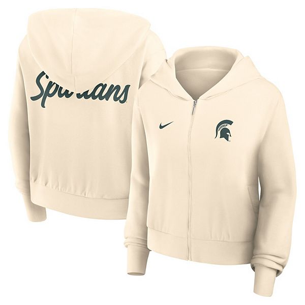 Женская кроп-худи с молнией michigan state spartans cream Nike