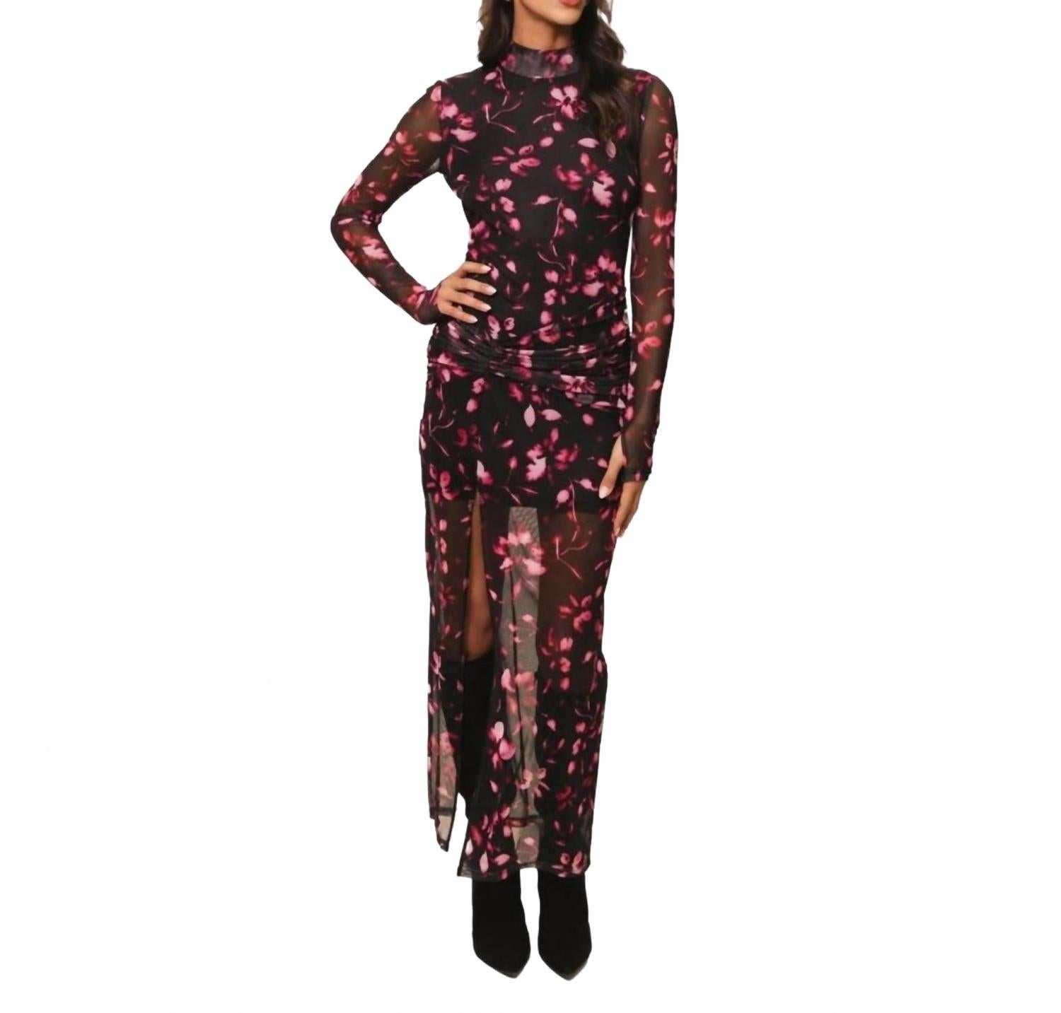 

Эмброуз платье-макси с высоким воротником в мультиколоре Hutch