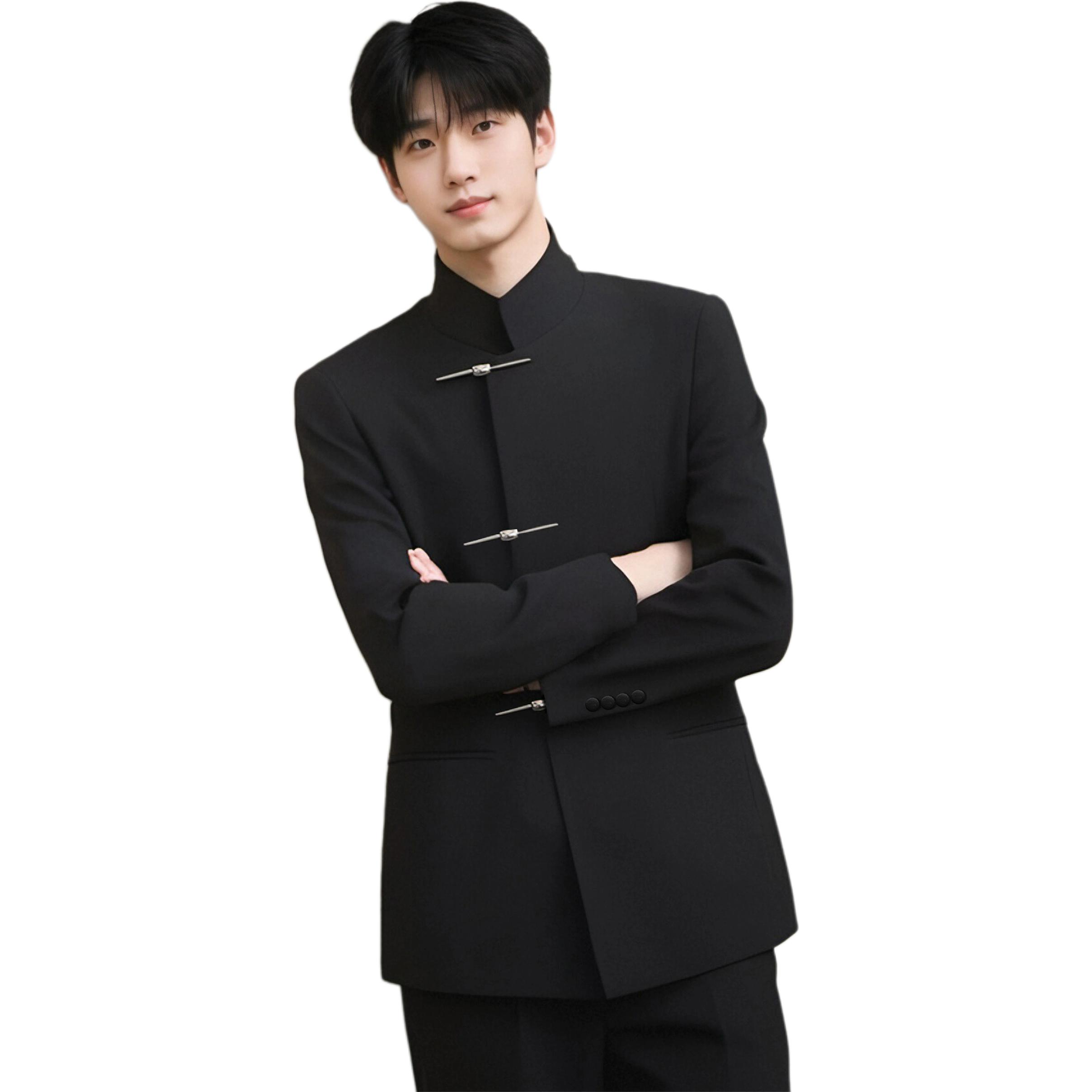 

ZIAREL Костюм деловой Unisex Black Stand Collar Moderate