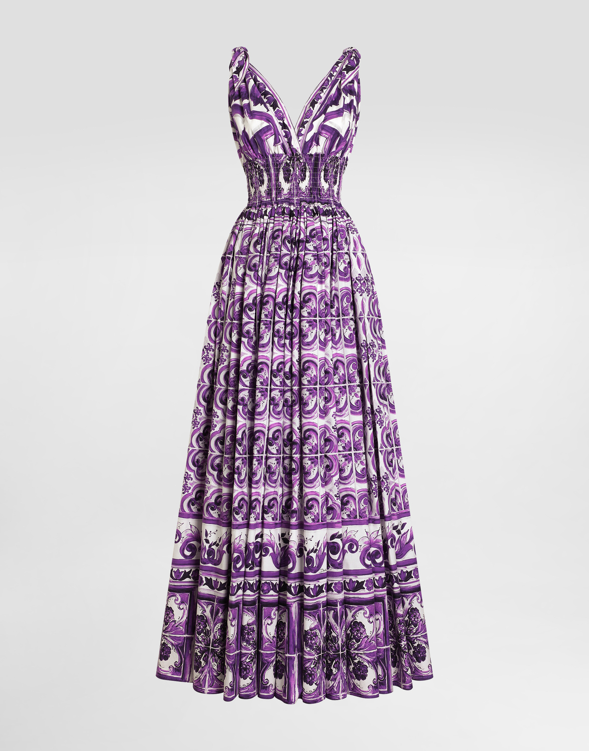 

Платье из поплина с принтом майолика Dolce & Gabbana, мультиколор