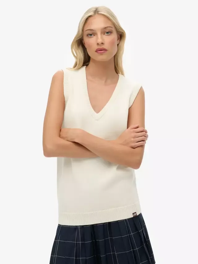 Вязаная майка Athletic Essentials Heritage Superdry, Desert Bone Offwhite