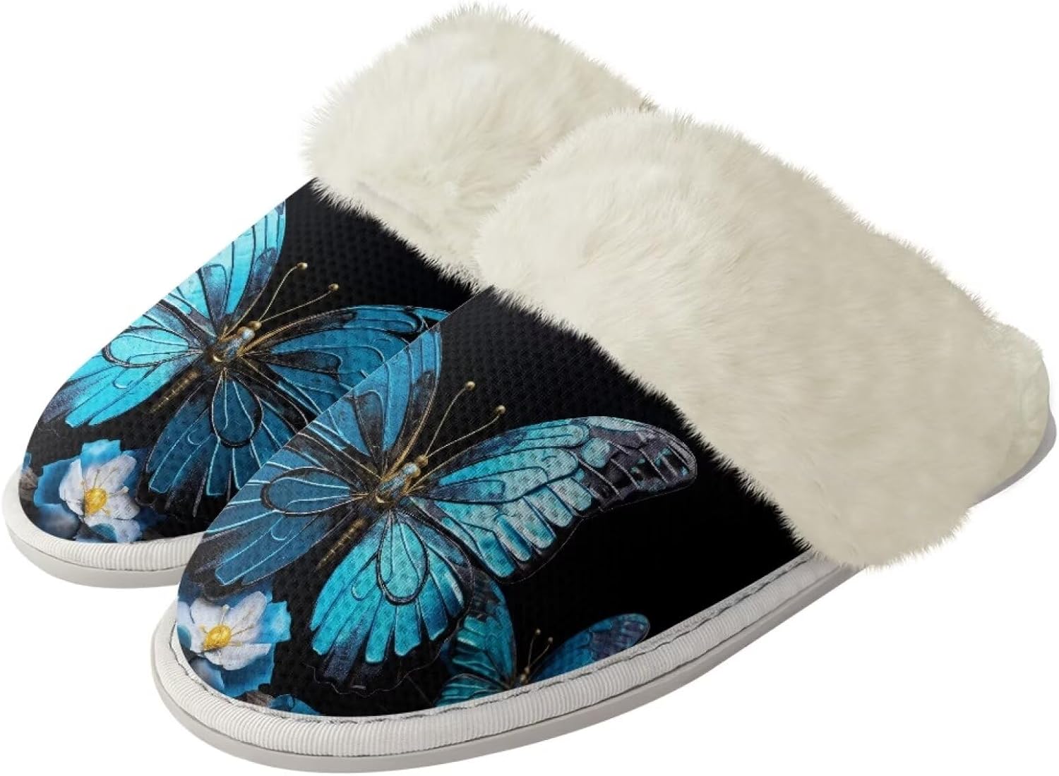 

Домашние тапочки Binienty для женщин и мужчин ультралегкие пушистые зимние, Artistic Butterfly