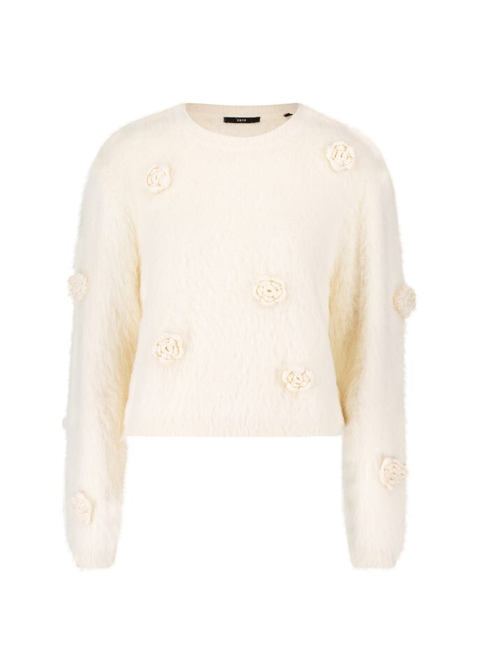 

Пуловер Zero Strickpullover mit Blumen, цвет Eggnog