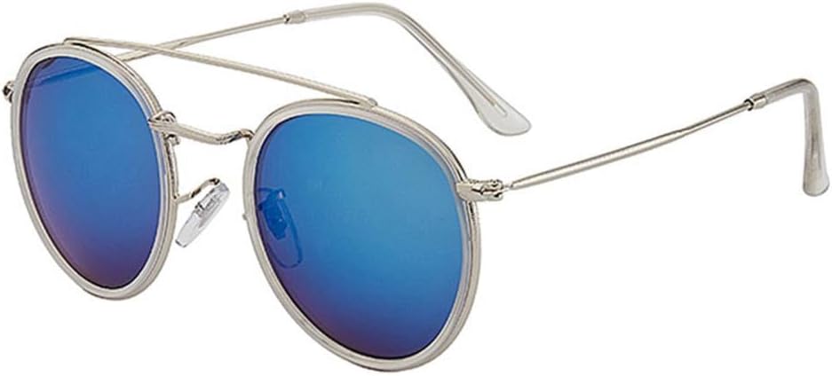

Ретро круглые металлические солнцезащитные очки для мужчин и женщин в стиле стимпанк, металлическая оправа, модные очки с защитой от УФ-излучения UV400 TYUVIVO, Silver Blue
