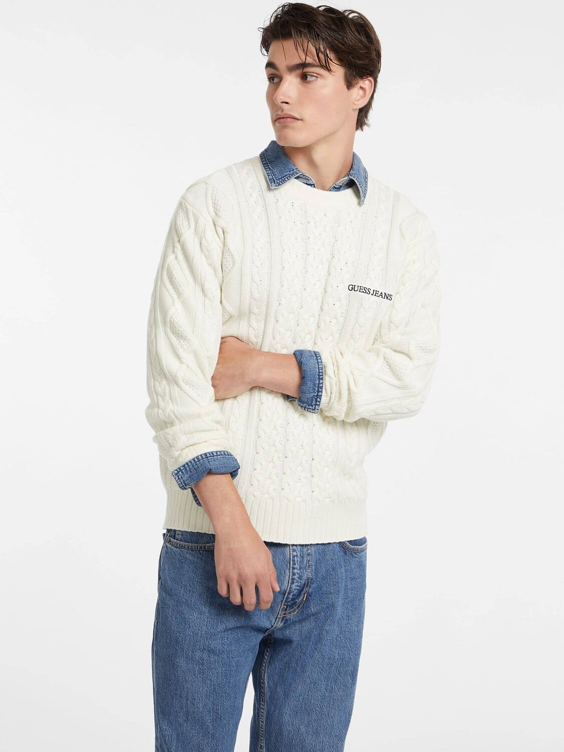 

Свитер Guess Jeans Regular Fit, кремовый