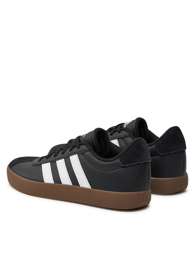 Кеды детские Adidas кожаные с полосками, черно-белый — фото 3