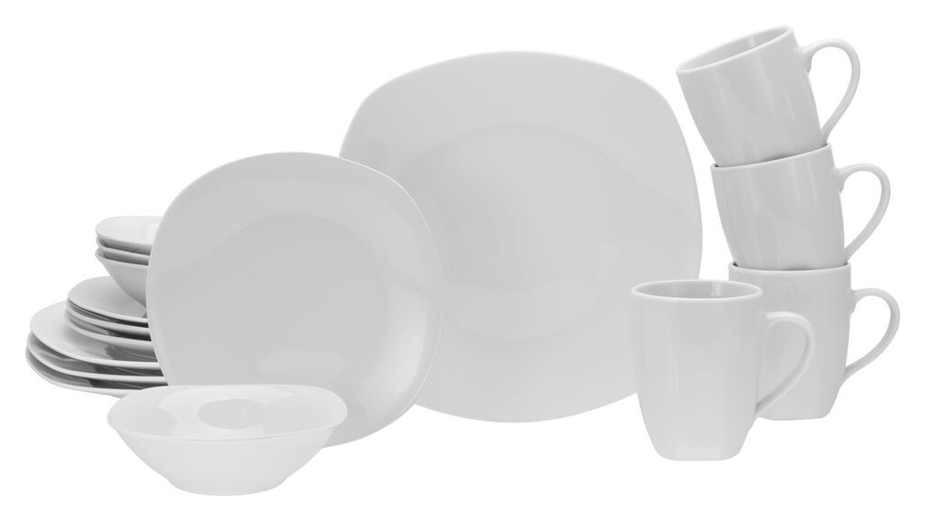 

CreaTable, 13915, Квадратный белый, комбинированный сервиз, 16 предметов, фарфор