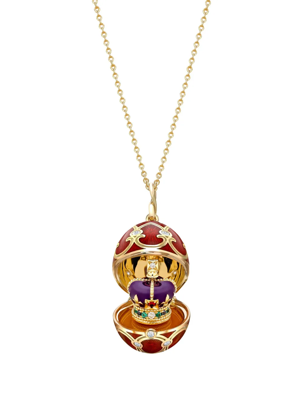 

Подвеска Heritage Coronation Crown Surprise из желтого золота с бриллиантами FABERGÉ, красный