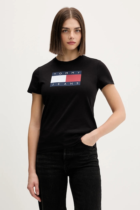 

Хлопковая футболка Tommy Jeans, черный