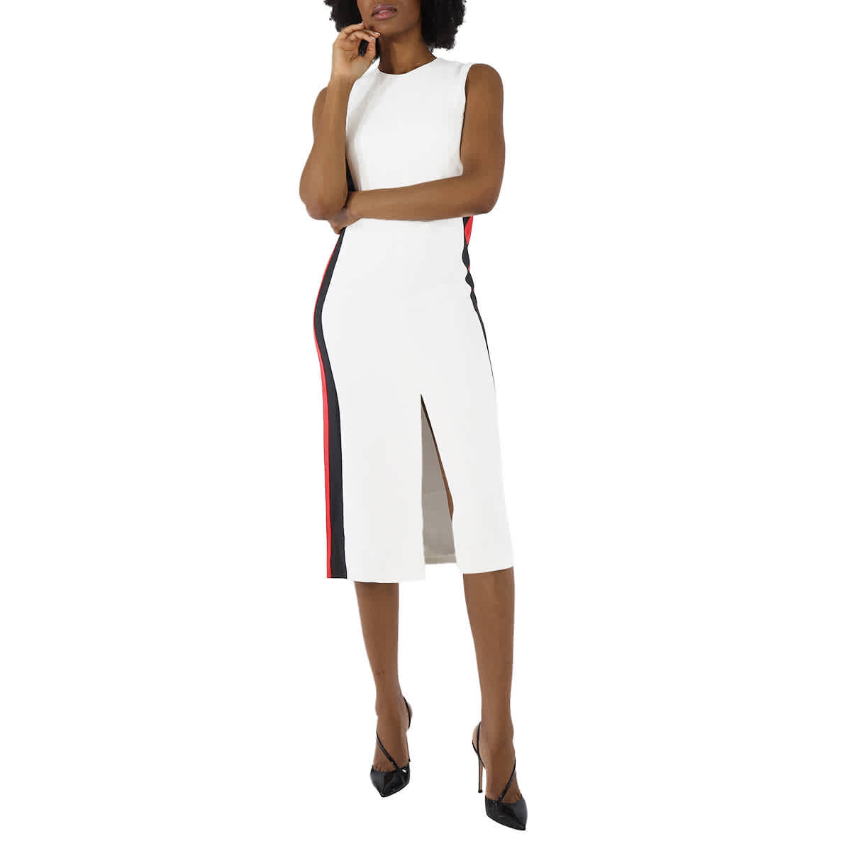 

Burberry Женское белое платье без рукавов с круглым вырезом