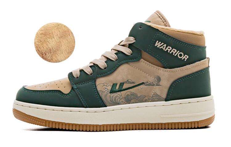 

Кроссовки WARRIOR Skateboarding Shoes Unisex High-top Khaki Green Waves, хаки