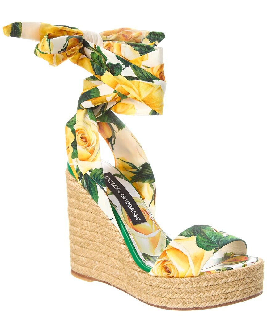

Сандалии Dolce & Gabbana на танкетке с принтом Charmeuse, желтый