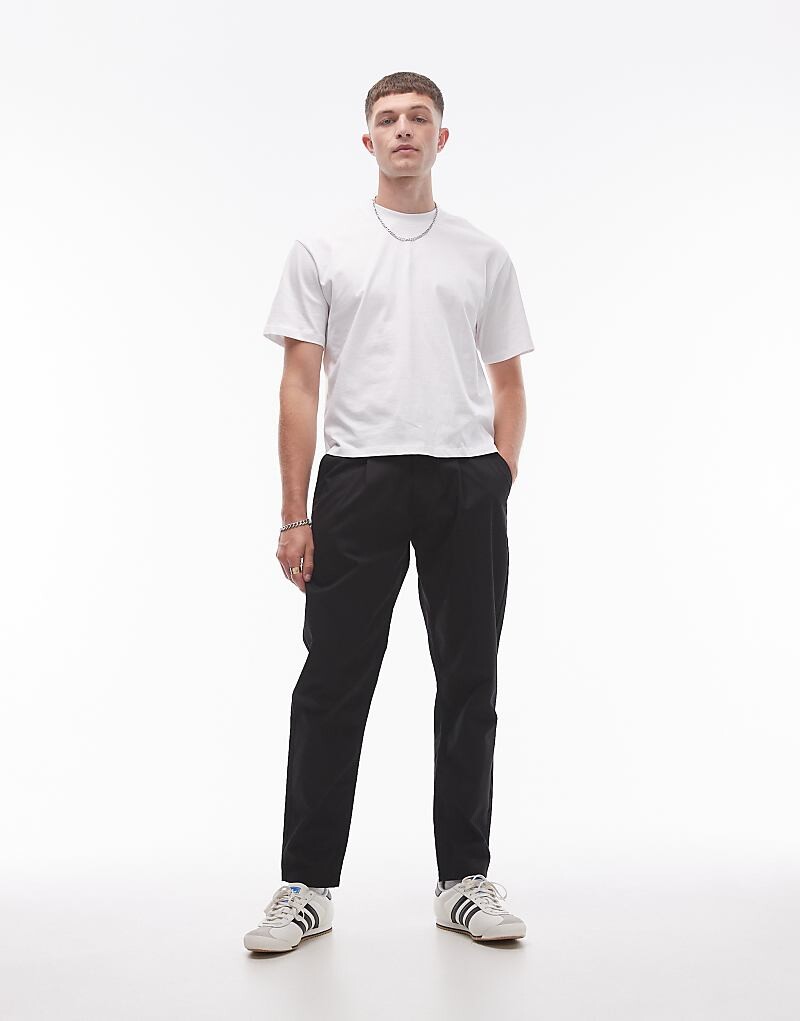 

Черные зауженные брюки Topman Twin со складками