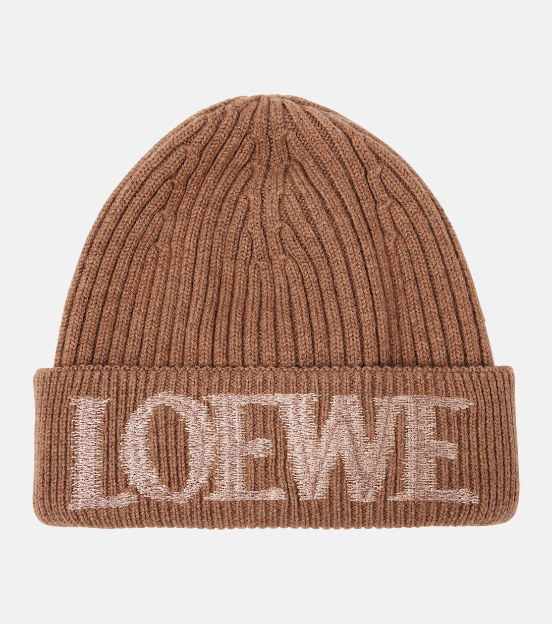 

Шапка из ребристой шерстяной ткани с логотипом Loewe, Light Brown