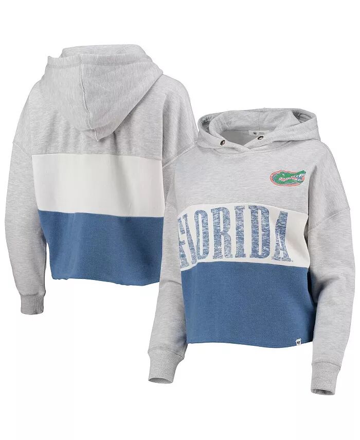

Женский укороченный свитшот с капюшоном '47 Heathered Grey и Heathered Royal Florida Gators Lizzy Colorblock '47 Brand