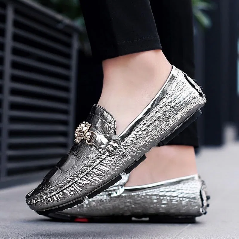 Мужские лоферы повседневные мягкая подошва, Silver Clolinde — фото 3