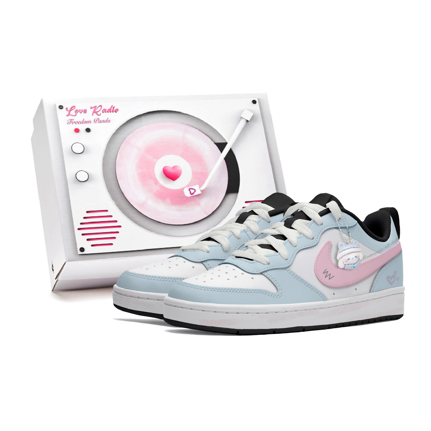 

Кроссовки Nike Court Borough Skateboard Shoes Women's Low-Top Blue White, Синий, Кроссовки Nike Court Borough Skateboard Shoes Women's Low-Top Blue White