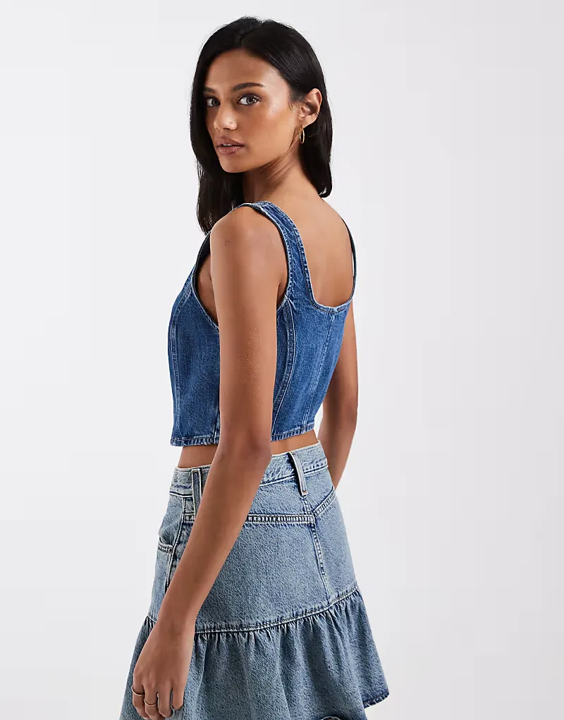 Джинсовый топ Levis с квадратным вырезом и швом Levi's, синий — фото 2