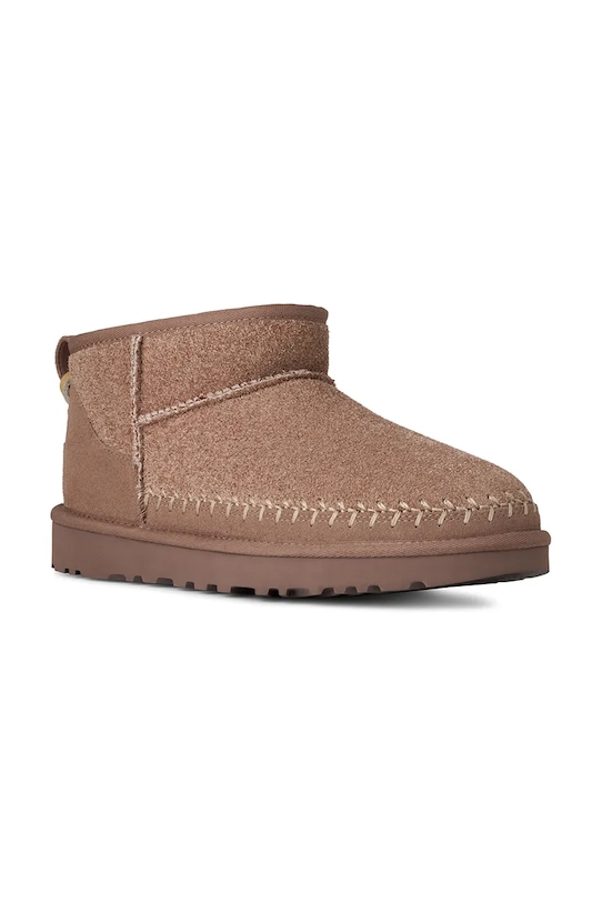 Угги утепленные замшевые UGG Classic Ultra Mini Biarritz, коричневый — фото 2