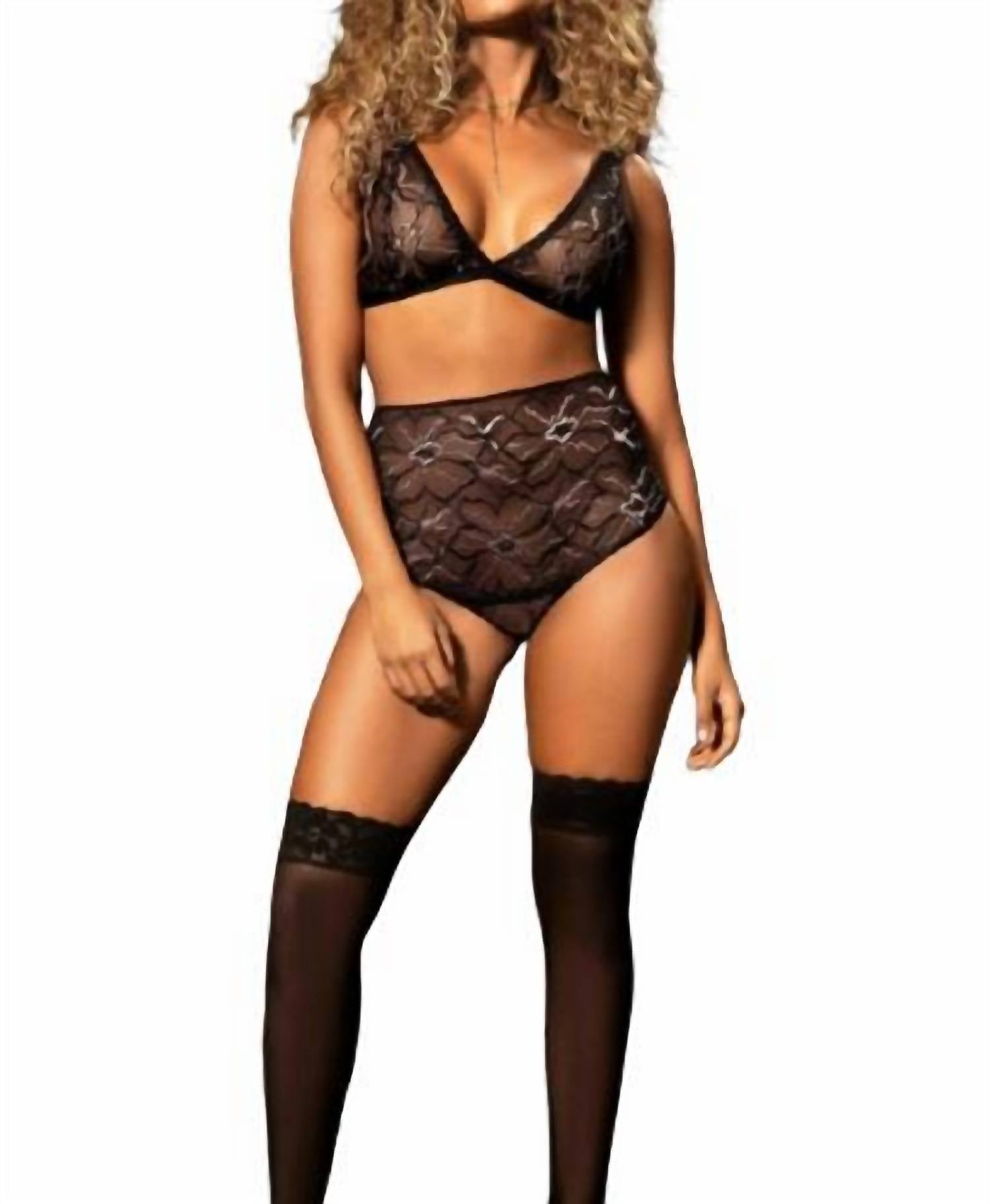 

Изысканный комплект из 2 предметов: бюстгальтер и трусики в черном цвете Mapale