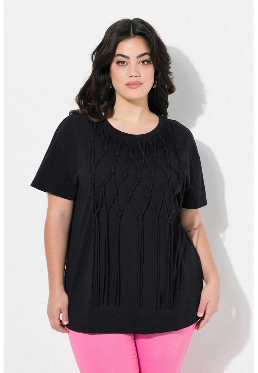 

Футболка Angel of Style BOXY FIT KNOTENFRANSEN, Black, Черный, Футболка Angel of Style BOXY FIT KNOTENFRANSEN, Black