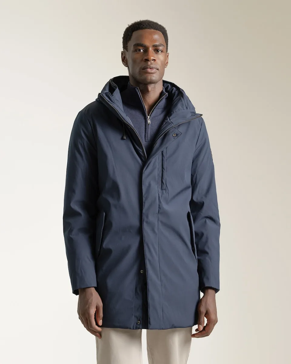 

Мужская техническая стеганая парка с капюшоном PuroEgo, темно-синий