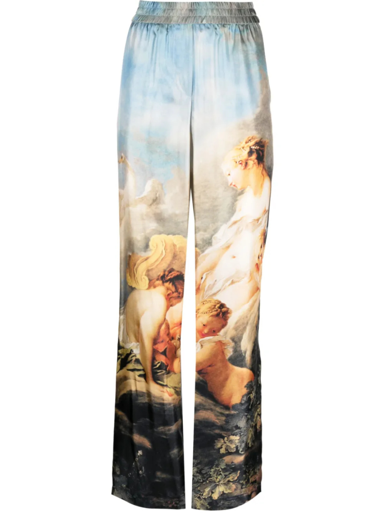 

Шелковые брюки с графичным принтом Roberto Cavalli, синий