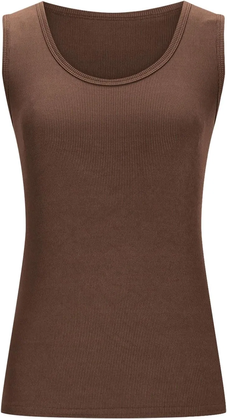 Женский топ на бретелях с круглым вырезом, Rib-Knit, облегающий, базовый, A01#brown — фото 2