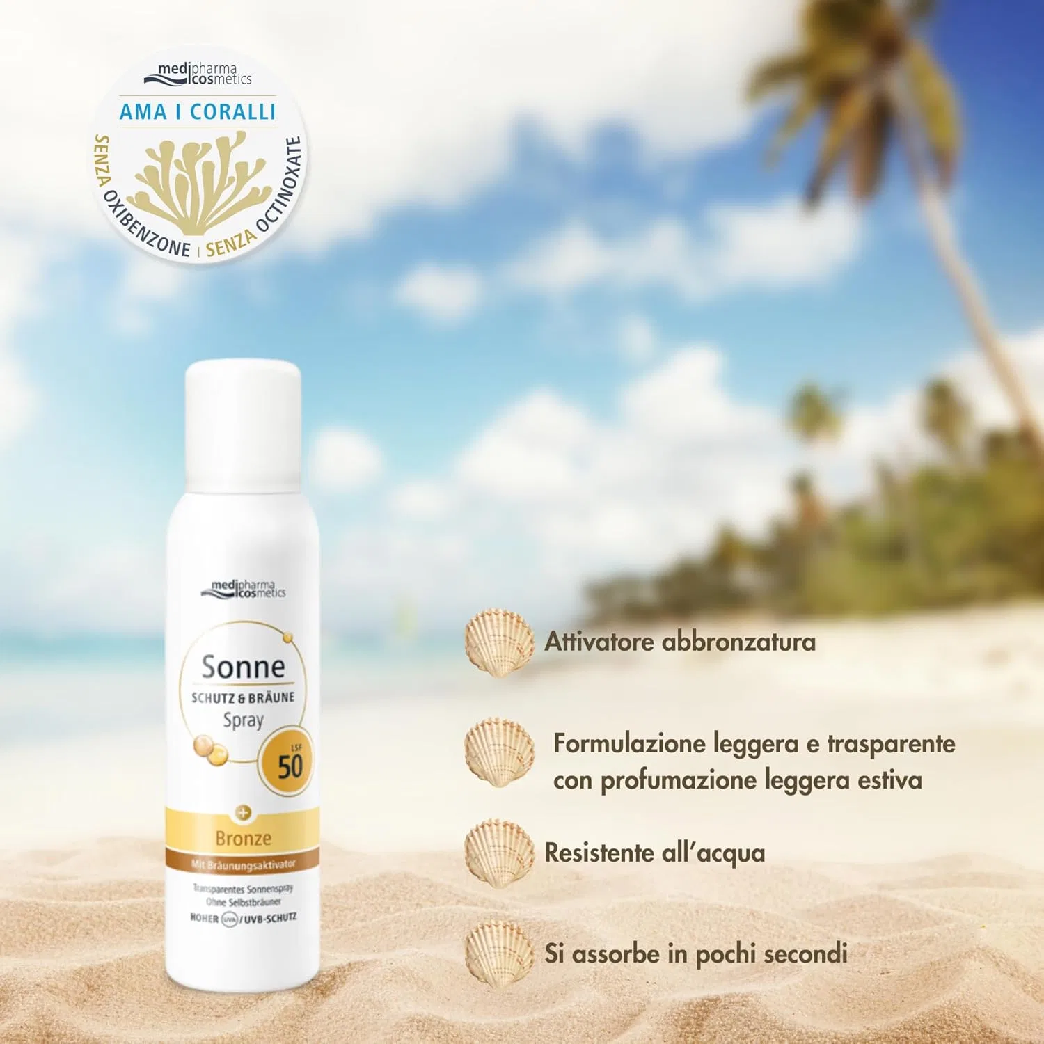 Солнцезащитный спрей-аэрозоль SPF 50 с активатором загара от Medipharma Cosmetics Dr. Theiss Naturwaren Gmbh, Transparent — фото 2