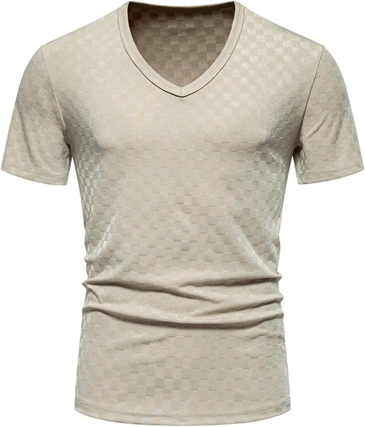 

Мужская трикотажная рубашка с коротким рукавом и V-образным вырезом QUNPIU