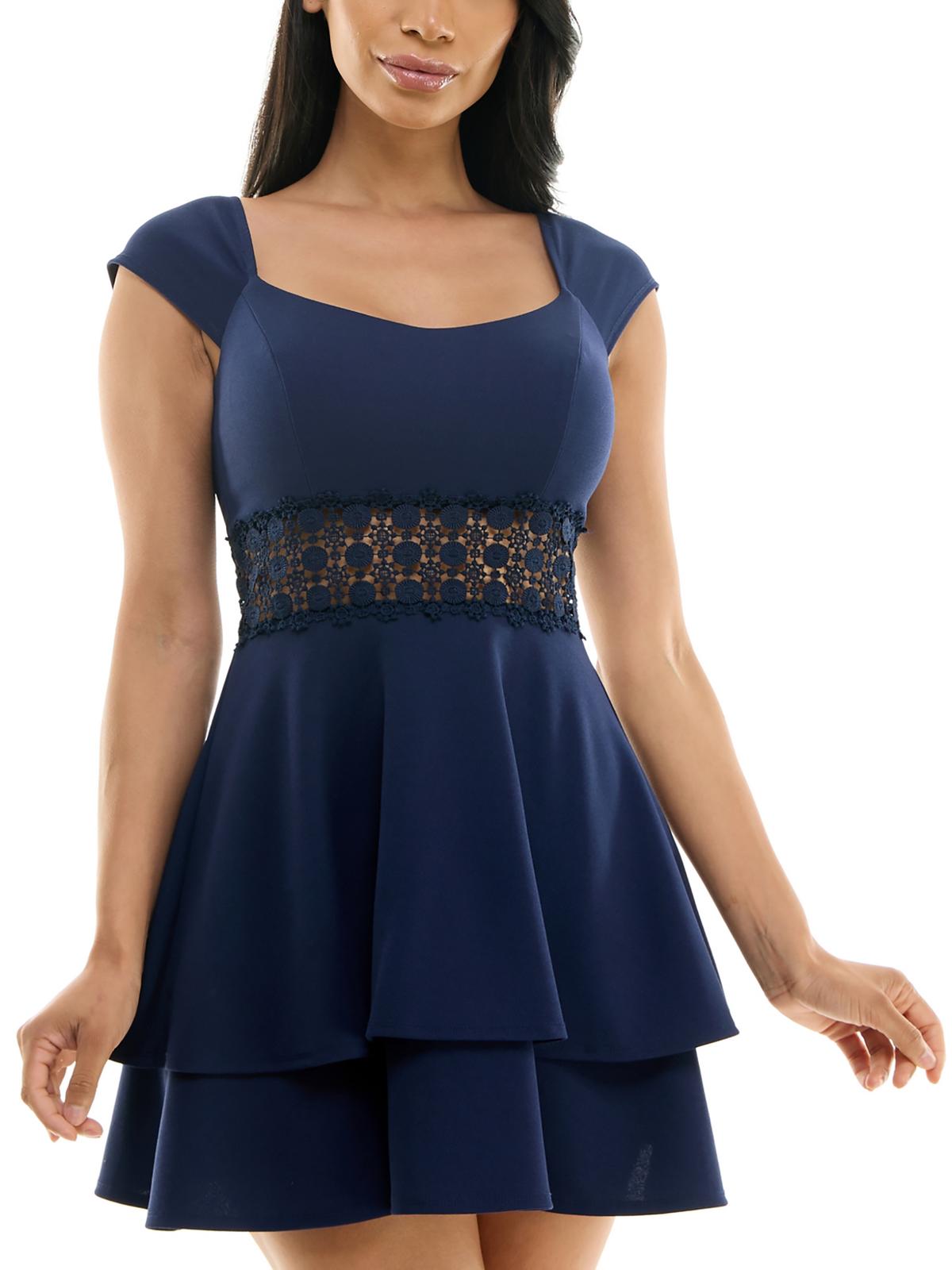 

Платье-мини для вечеринок Juniors Womens Fit & Flare B. Darlin, темно-синий