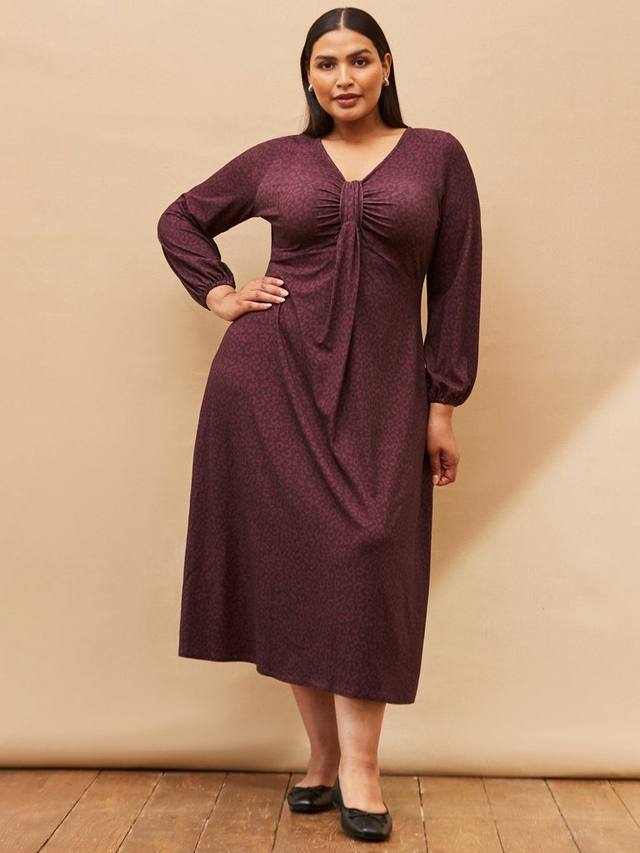 

Платье миди с плиссированной юбкой и леопардовым принтом Live Unlimited, Purple