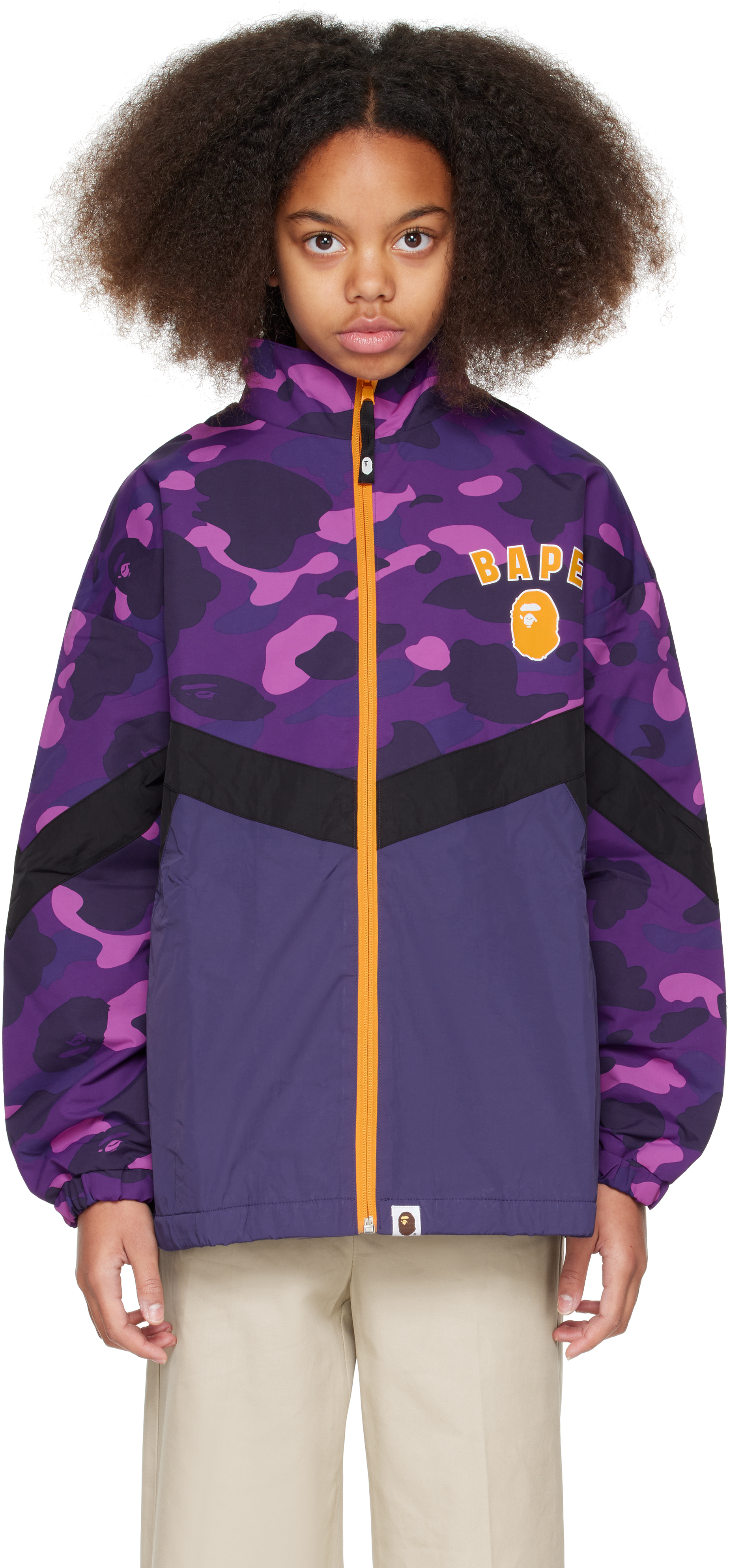 

Детская куртка с камуфляжным принтом BAPE, фиолетовый