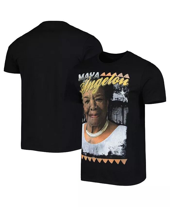 

Мужская и женская черная футболка с рисунком Maya Angelou Philcos, черный