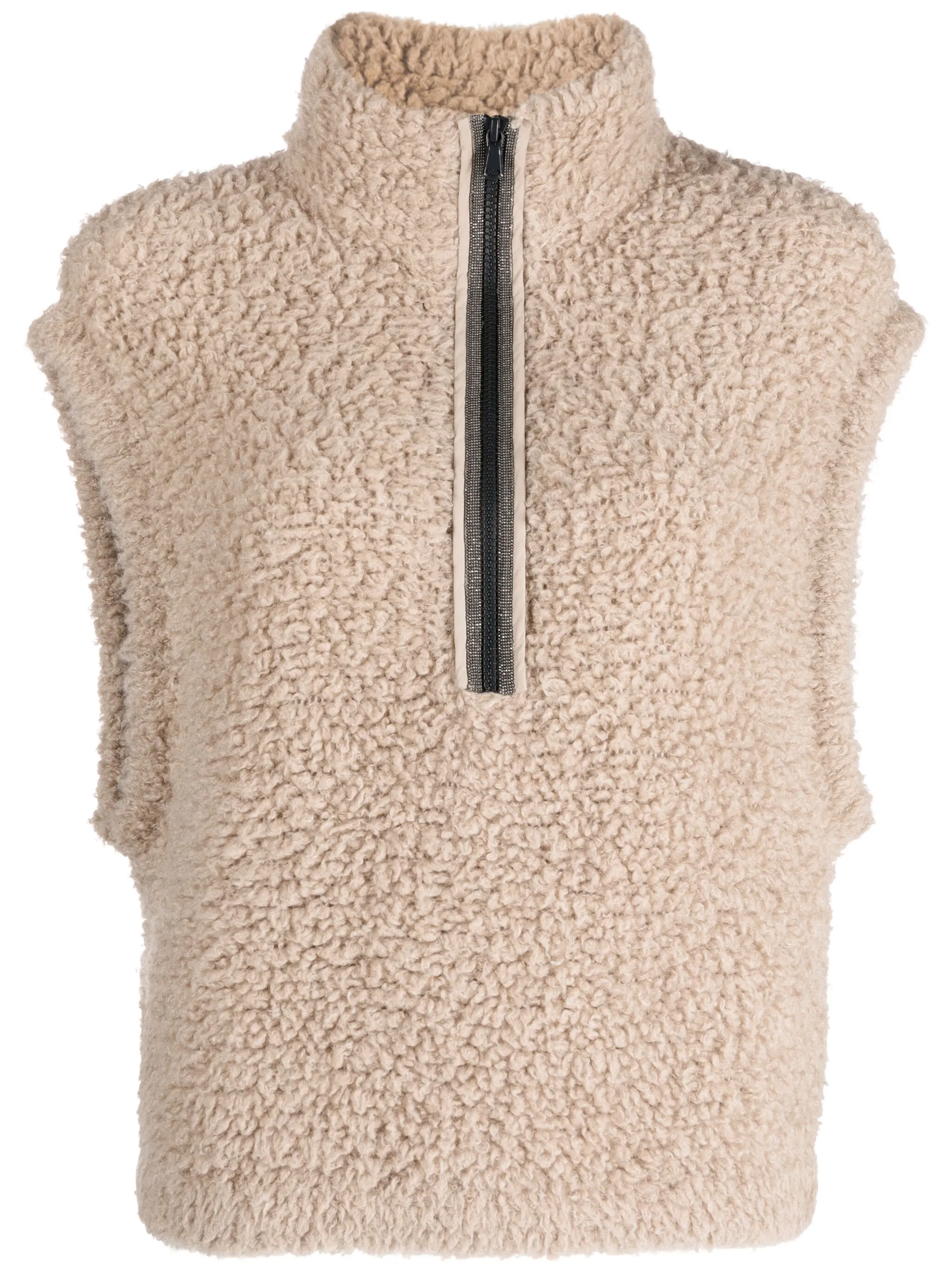 

Жилет из искусственного меха на молнии Brunello Cucinelli, коричневый