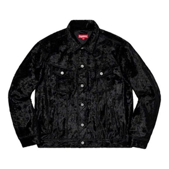 

Куртка ss19 fuzzy pile trucker jacket black Supreme, черный