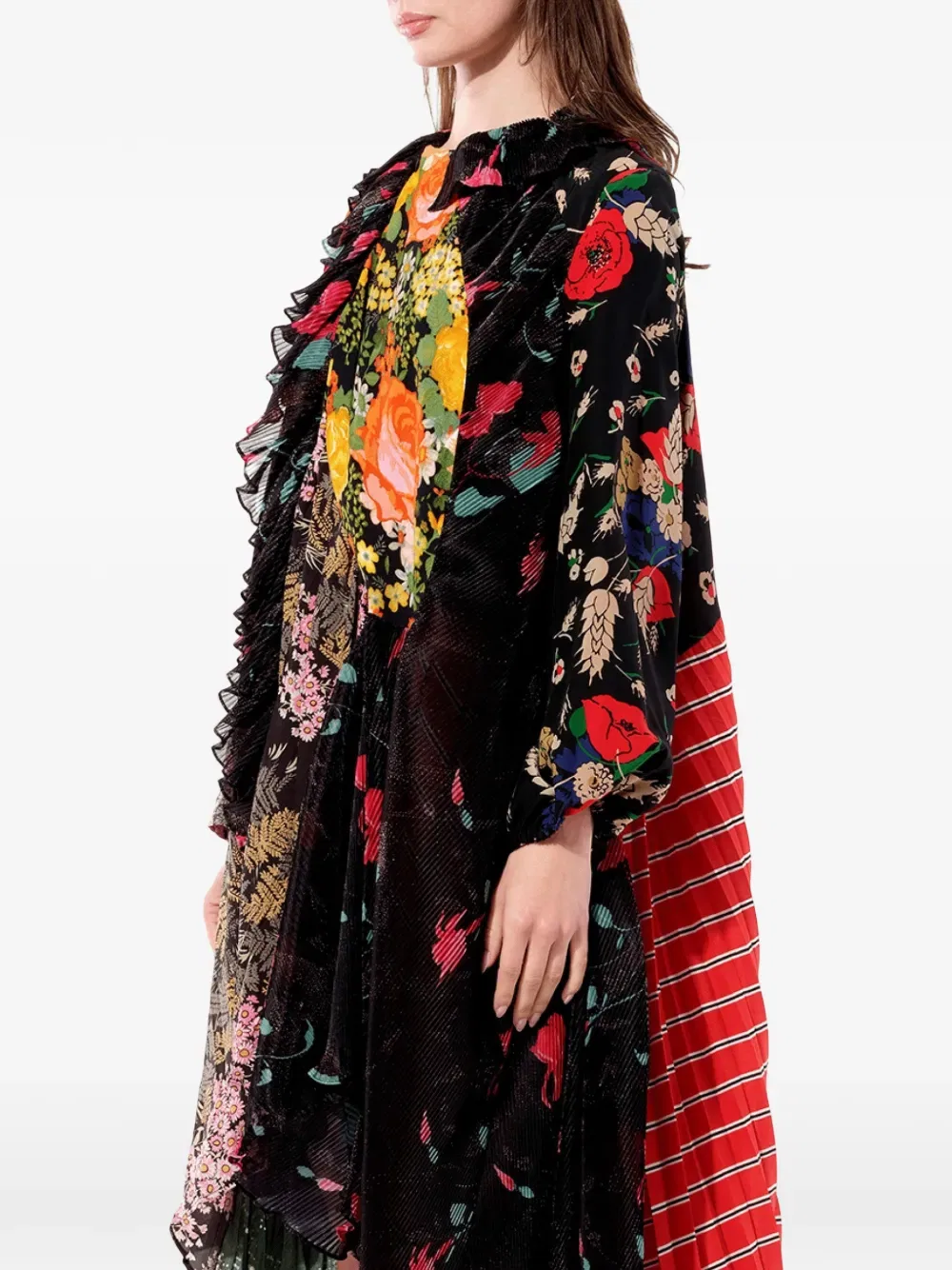Платье с цветочным принтом и оборками Balenciaga, черный — фото 3