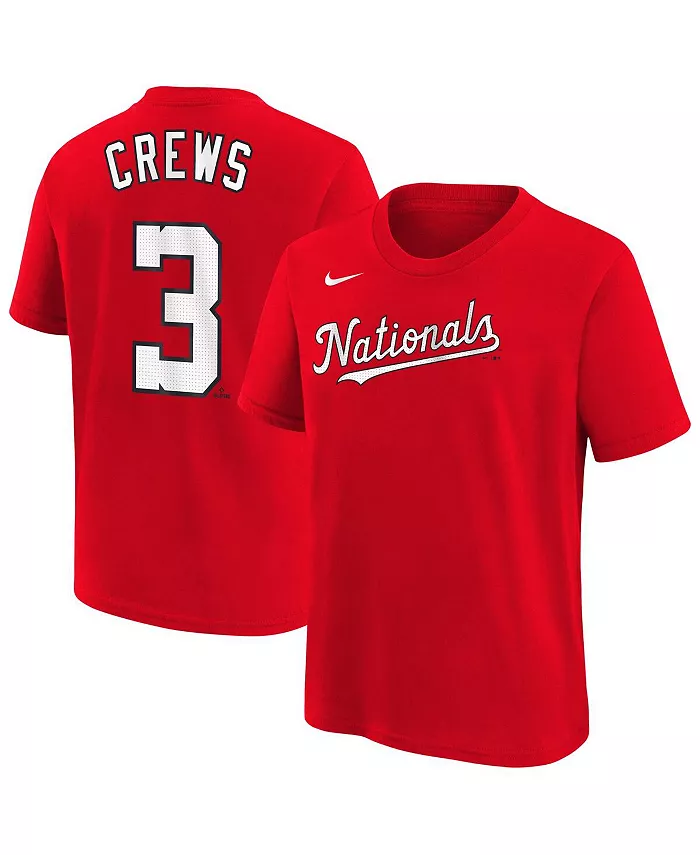 

Футболка с именем и номером игрока Washington Nationals Dylan Crews для мальчиков и девочек, красная Nike