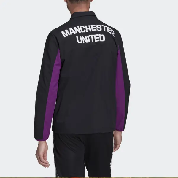 Куртка adidas Mufc Trv Coach Logo Zipper lapel Soccer/Football Jacket Black, черный — фото 3