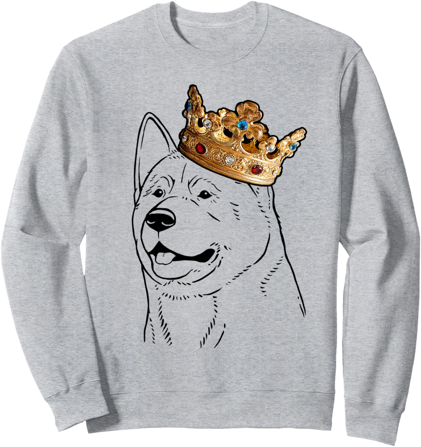 

Толстовка с изображением акита-ину и короны Miller Sye, серый