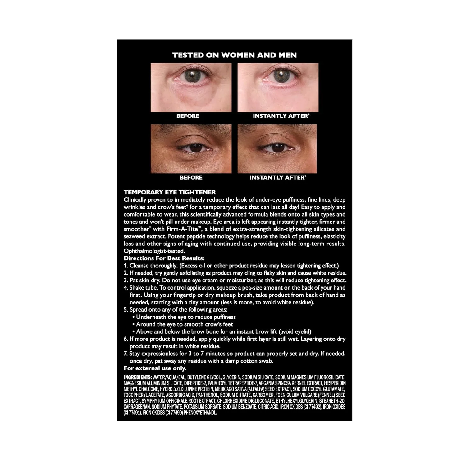 Peter Thomas Roth | Instant FIRMx Eye Temporary Eye Tightener - средство для мгновенного подтягивания кожи вокруг глаз, формула, удобная в использовании | Для уменьшения мешков и морщин под глазами, Sheer Tint — фото 3