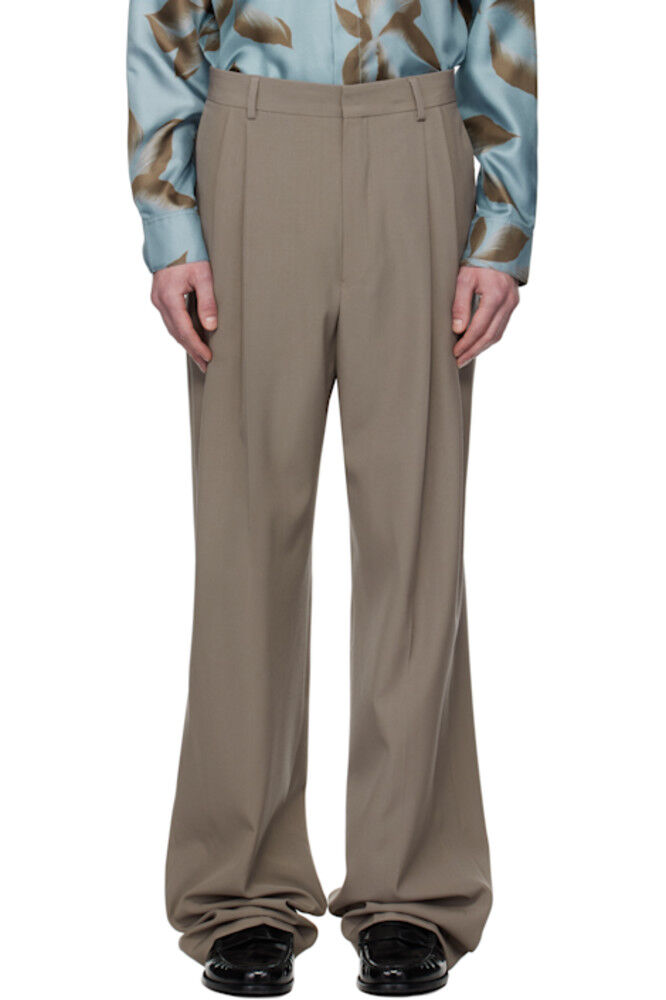 

Брюки прямые из серой шерсти Dries Van Noten